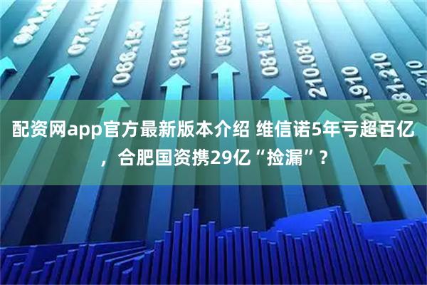 配资网app官方最新版本介绍 维信诺5年亏超百亿，合肥国资携29亿“捡漏”？